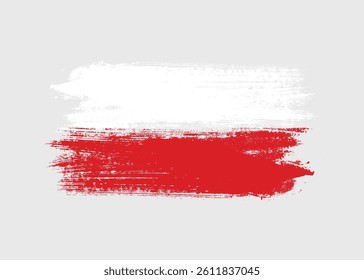 Creative Ink Grunge Texture with Paint Brush Stroke on Polish National Flag for Poland Independence Day 11th November