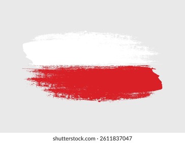 Creative Ink Grunge Texture with Paint Brush Stroke on Polish National Flag for Poland Independence Day 11th November