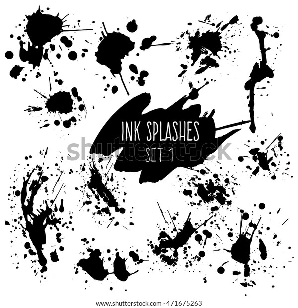 Creative Ink Splashes Set Expressive Blots 库存矢量图（免版税）471675263 ...