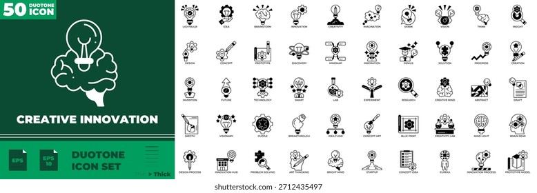 Conjunto de iconos editables de Duotone de innovación creativa