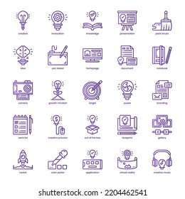 Creative Innovation icon pack for your website design, logo, app, and user interface. Creative Innovation icon basic line gradient design. Vector graphics illustration and editable stroke.