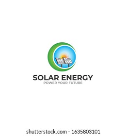 Creative innovation leaf energy sun power vector logo design