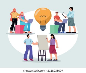 creative innovation persons and bulb
