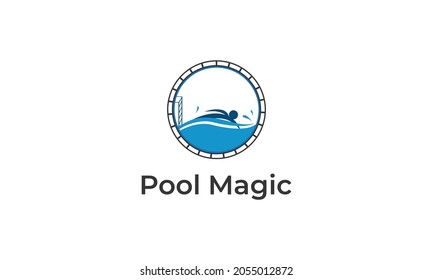 Innovación creativa para Piscina con diseño de logo de barrera.