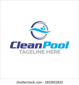 Innovación creativa para el concepto de piscina. Plantilla de diseño de logotipos