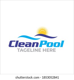 Innovación creativa para el concepto de piscina. Plantilla de diseño de logotipos