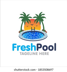 Innovación creativa para la piscina Concepto Modelo de diseño de logotipo