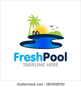 Innovación creativa para la piscina Concepto Modelo de diseño de logotipo