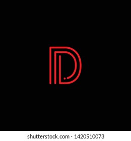 Creative Innovative Initial Letter logo DD D with Black Background