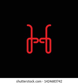 Creative Innovative Initial Letter logo HH H with Black Background