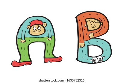 creative, innovative letter a and b. for kids. this is a vector.