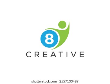 Creative and innovative number eight and man logo design. Eco man logo