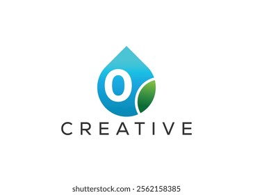 Creative and innovative number zero and drop leaf logo design. Eco drop logo