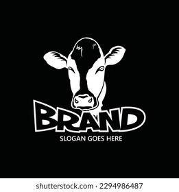 creative inpirational logo design with cow head icon for your brand or company