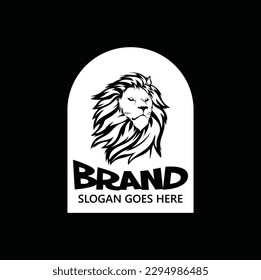 creative inpirational logo design with lion head icon for your brand or company