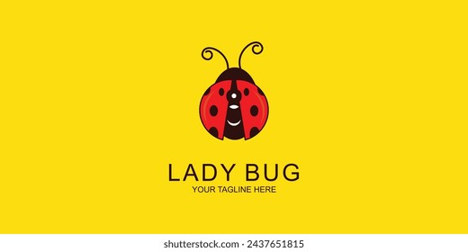 Kreatives Insekt Red Lady Bug Logo Design mit modernem Konzept| Prämienvektor