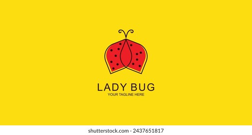 Kreatives Insekt Red Lady Bug Logo Design mit modernem Konzept| Prämienvektor