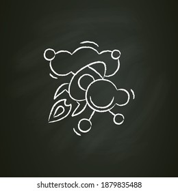 Creative inspiration chalk icon. Rocket launching in information sky sketch. Concept of artistic insight and productive idea. Isolated vector illustration on chalkboard for web and business