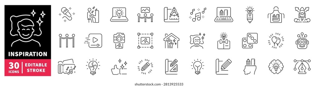 Creative inspiration icons representing ideas, dreams, and artistic endeavors