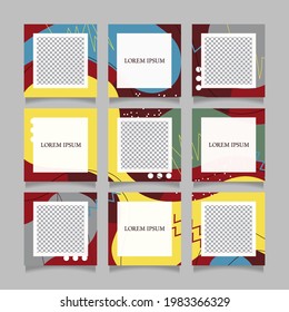 Creative instagram puzzle feed with 9 templates
