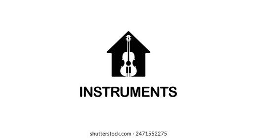 Creative instrument music logo design with unique concept , home instrument , premium vector