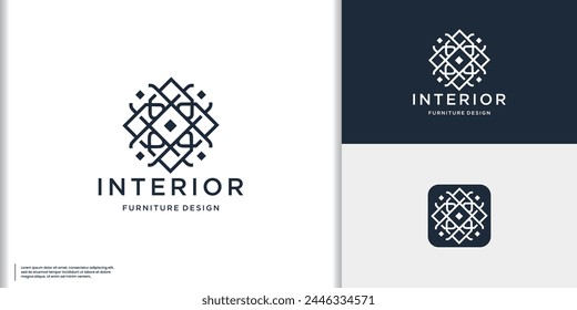 logo abstracto de inspiración interior creativo en concepto cuadrado con diseño de estilo de arte de línea minimalista.