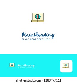 Creative Internet on Laptop  Logo Design. Flat color Logo place for Tagline. Vector Illustration