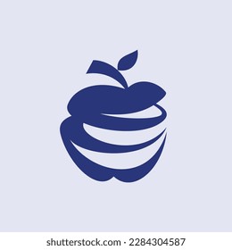 A creative interpretation of a peeled blue apple, designed to have a pseudo three-dimensional look.