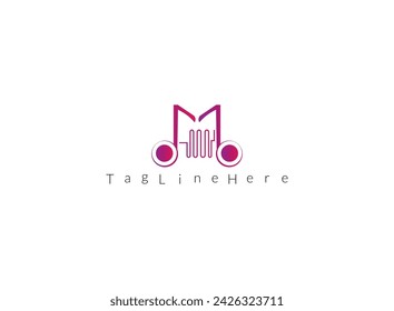 Creative intial M with wave  icon design. Vector illustration.