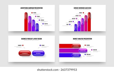 Creative Introduction Four Five Two Three Element Diagram Slideshow Design Vector Illustration Collection. Corporate Strategy 4 5 2 3 Option Infographic Presentation Template Set.