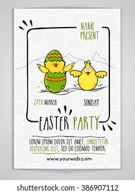 Diseño creativo de tarjetas de invitación decoradas con lindas chicas para la celebración de la fiesta de Pascua.