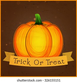 Creative invitation card design with pumpkin for Trick or Treat, Happy Halloween Party celebration.
