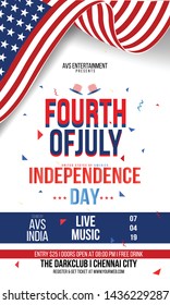 Creative Invitation Card design with Text 4th of July on beautiful confetti background for American Independence Day celebration.