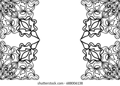 creative invitation card with mandala elements border. black and white color. for greeting card, wedding invitation, yoga flyer. vector