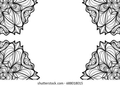 creative invitation card with mandala elements border. black and white color. for greeting card, wedding invitation, yoga flyer. vector