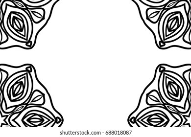 creative invitation card with mandala elements border. black and white color. for greeting card, wedding invitation, yoga flyer. vector