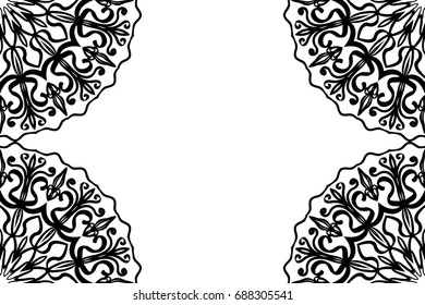 creative invitation card with mandala elements border. black and white color. for greeting card, wedding invitation, yoga flyer. vector