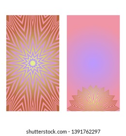 Creative invitation card template with floral round mandala. Vector illustration. Pastel color.