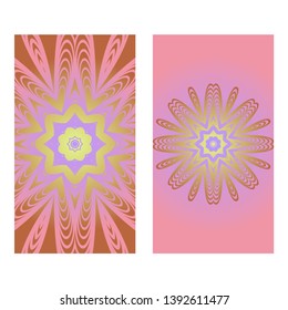 Creative invitation card template with floral round mandala. Vector illustration. Pastel color.