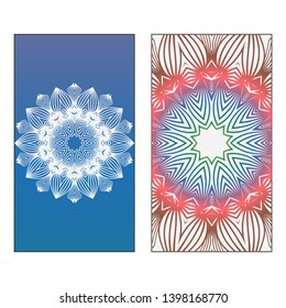 Creative invitation card template with floral round mandala. Vector illustration. Pastel color