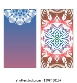 Creative invitation card template with floral round mandala. Vector illustration. Pastel color