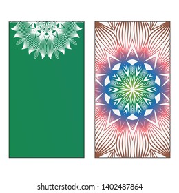 Creative invitation card template with floral round mandala. Vector illustration. Pastel color