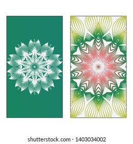 Creative invitation card template with floral round mandala. Vector illustration. Pastel color