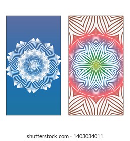 Creative invitation card template with floral round mandala. Vector illustration. Pastel color