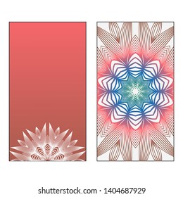Creative invitation card template with floral round mandala. Vector illustration. Pastel color