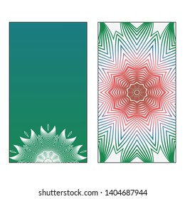 Creative invitation card template with floral round mandala. Vector illustration. Pastel color