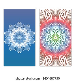 Creative invitation card template with floral round mandala. Vector illustration. Pastel color