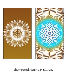 Creative invitation card template with floral round mandala. Vector illustration. Pastel color