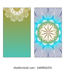 Creative invitation card template with floral round mandala. Vector illustration. Pastel color