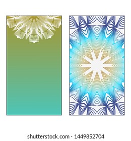 Creative invitation card template with floral round mandala. Vector illustration. Pastel color